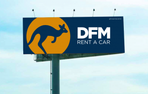 Nueva identidad corporativa de DFM Rent a Car, en un diseño de la agencia de publicidad 100x100 Comunicación+Creatividad.