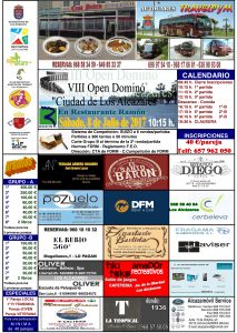Cartel del Open de Dominó de Los Alcázares, un evento con el que colaboramos desde DFM Rent a Car.